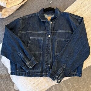Gap Cropped Denim Jacket in Dark Rinse